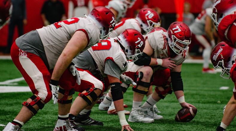 Miami football held itsannual Spring Showcase at the David and Anita Dauch Indoor Sports Center on Saturday, April 23, 2022. Miami Athletics photo