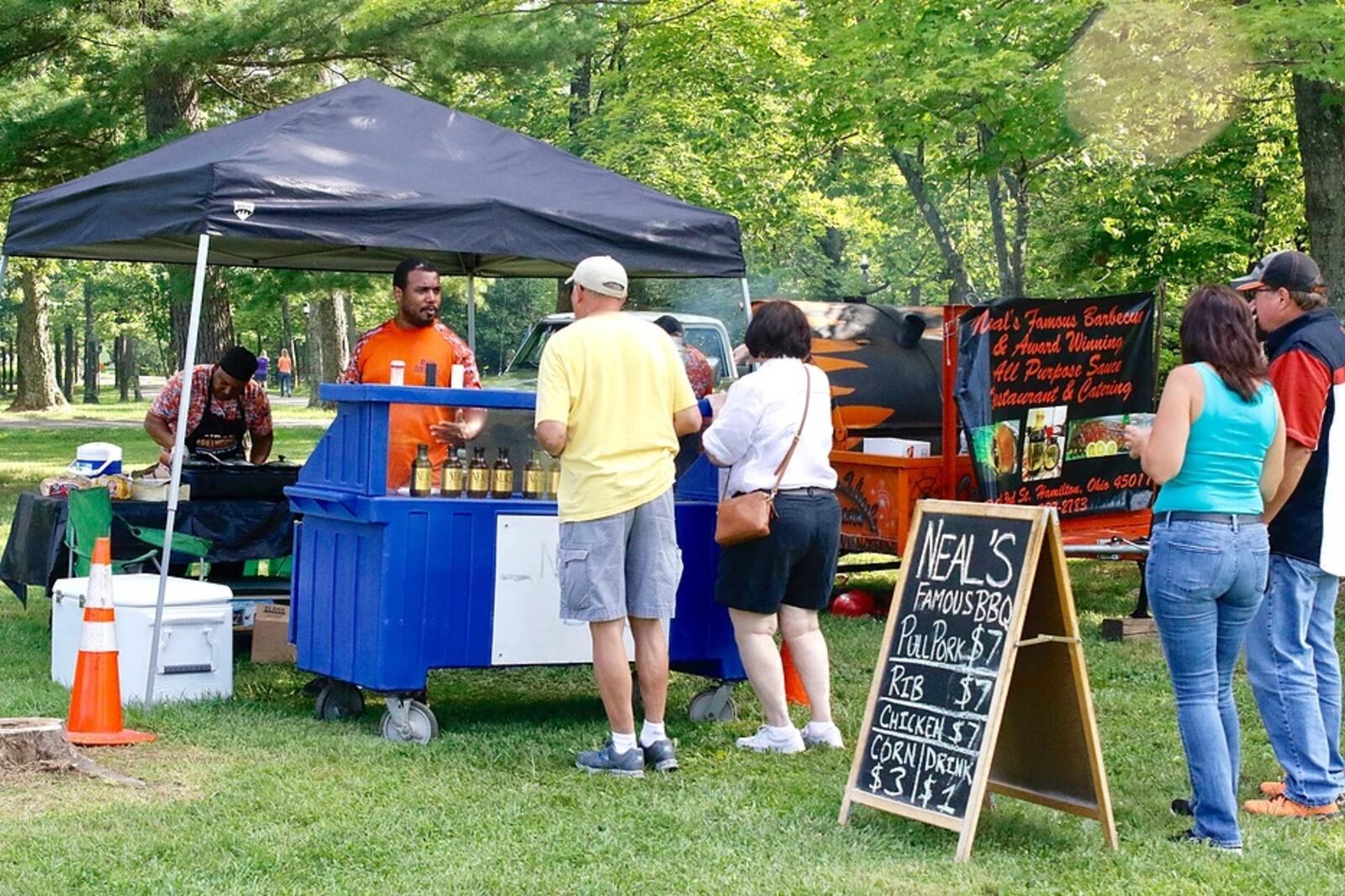 The Pyramid Hill Sculpture Park & Museum is throwing its fourth annual Blues, Brews and BBQ Festival on July 27, 2019. Pictured: Neal's Famous BBQ serves at a past event. (Source: Blues, Brews and BBQ)