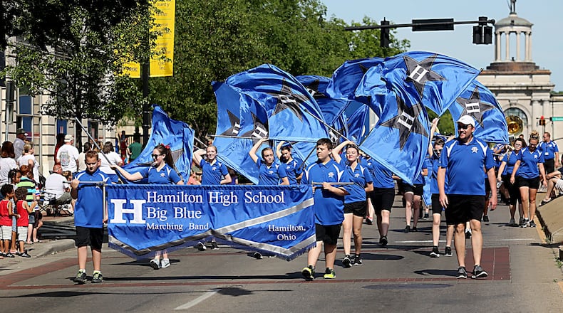 Several communities will have Memorial Day parades and ceremonies to honor those who died while in service of the country. Pictured is the Hamilton High School band during the city of Hamilton’s parade in 2016. FILE