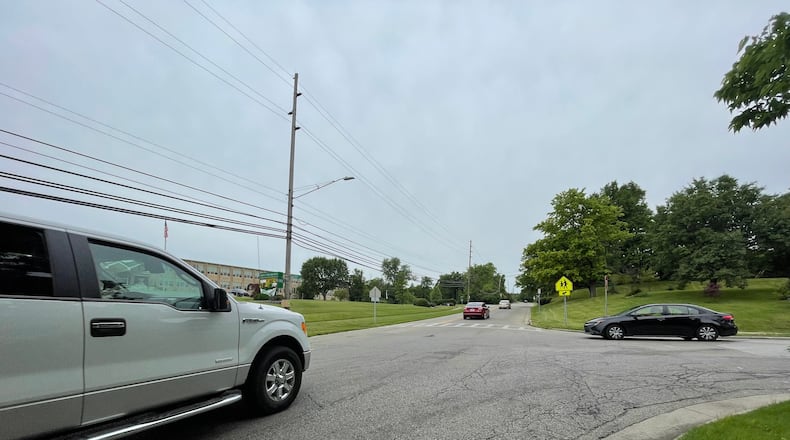 Hamilton is seeking a state grant to help with funding to widen New London Road at W. Fairway Drive in front of Badin high school. Pictured is the intersection on Friday, June 10, 2022. MICHAEL D. PITMAN/STAFF