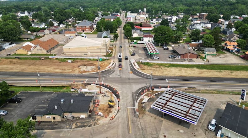 Construction continues on an intersection improvement project on US 127 and OH 725 in Camden Thursday, June 15, 2023. NICK GRAHAM/STAFF
