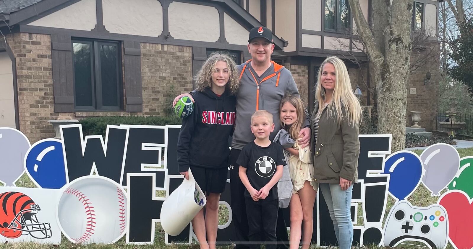 Matt Kemp and his family celebrated the day he returned home after months at University of Cincinnati West Chester Hospital. Kemp was there because of having COVID-19. CONTRIBUTED