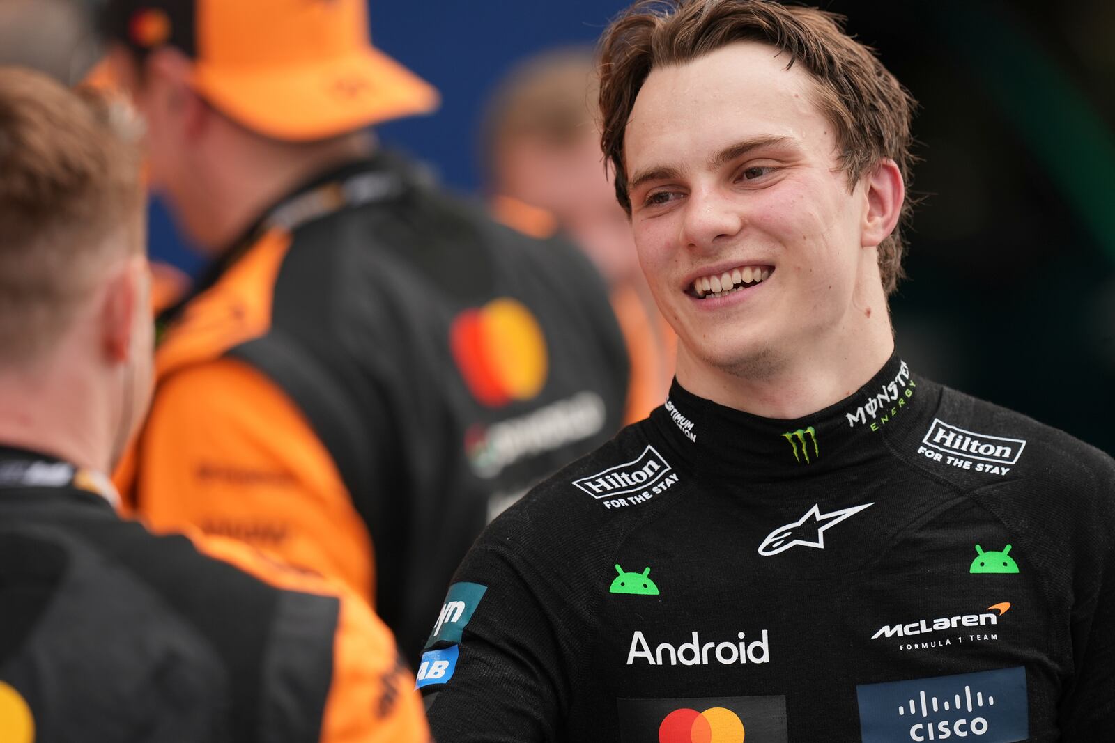 McLaren driver Oscar Piastri of Australia smiles after winning the Formula One Miami Grand Prix auto race Sunday, May 4, 2025, in Miami Gardens. Fla. (AP Photo/Rebecca Blackwell)