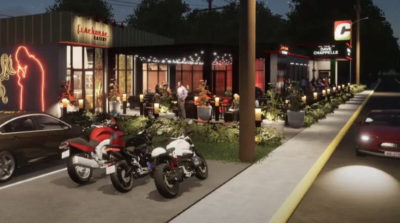 A rendering of Dave Chappelle's Comedy Club, given to the Yellow Springs Planning Commission Tuesday night.