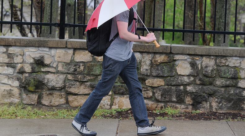 Umbellas up for April showers on Thursday, April 8, 2021.