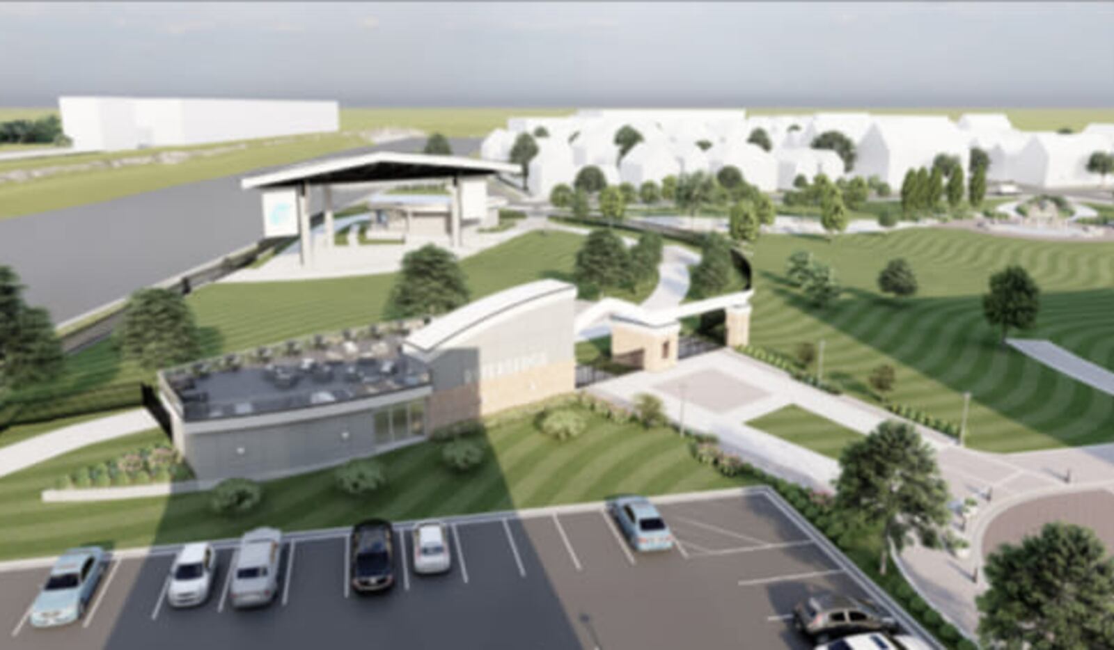 RiversEdge in Hamilton, an outdoor concert space, will undergo a redesign that could include a bigger roof, fencing around the complex and concrete work. These renderings of potential upgrades were released by RiversEdge on July 11, 2024. CITY OF HAMILTON/CONTRIBUTED
