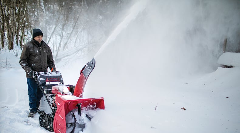 Even though snow blowing can be less physically taxing than manually shoveling snow, it still exerts the body. Take frequent breaks to rest. METRO CREATIVE CONNECTION