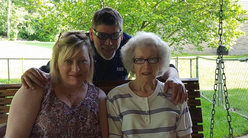 Jean Johnson of Beavercreek (right) and her children, Deb Wiltshire and Darrell Sexton. Jean’s children have not been able to visit her in a local nursing home since the coronavirus order went into effect. Deb said it is hard not to see her mother. The nursing home offers its parents access to phones and FaceTime, but Deb, who still does her mom s laundry, said that is ineffective for her mom, who simply cannot remember conversations. Contributed photo