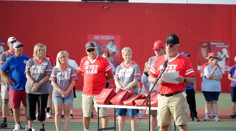The annual Nuxy Bash, the annual festival at the Joe Nuxhall Miracle League Fields that features a celebrity softball game and fireworks display, is set for 7 p.m. Saturday, July 22, 2023, at the park on Groh Lane in Fairfield, Ohio. Pictured is Kim Nuxhall at the 2022 Nuxy Bash. PROVIDED PHOTO/Joe Wiesman