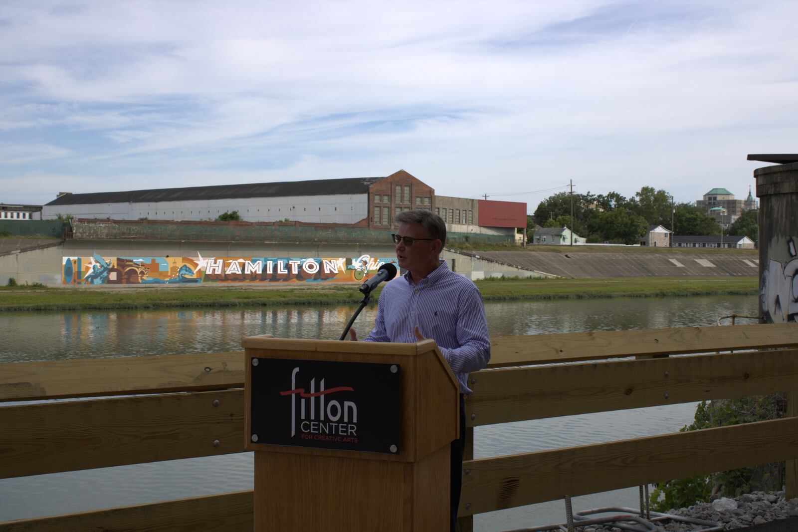 Hamilton Community Foundation CEO and President John Guidugli spoke during about Hamilton's renaissance during its newest mural dedication on July 2.