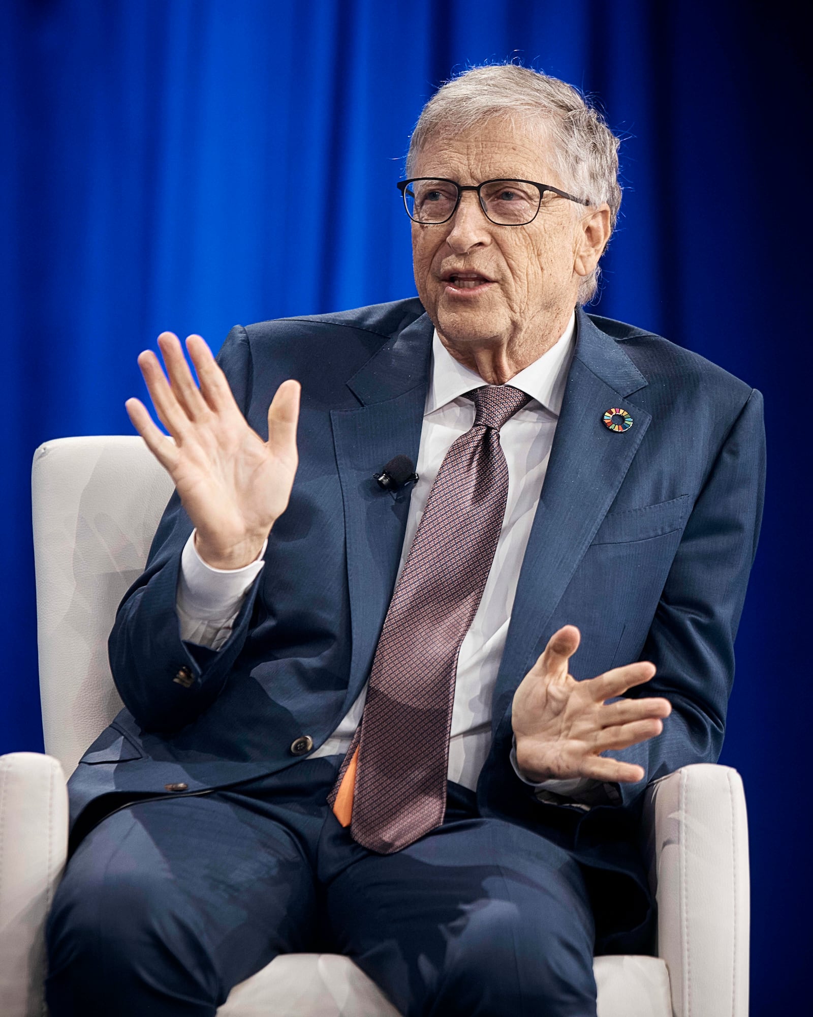 FILE- Bill Gates speaks during the Clinton Global Initiative on Sept. 24, 2024, in New York. (AP Photo/Andres Kudacki, File)