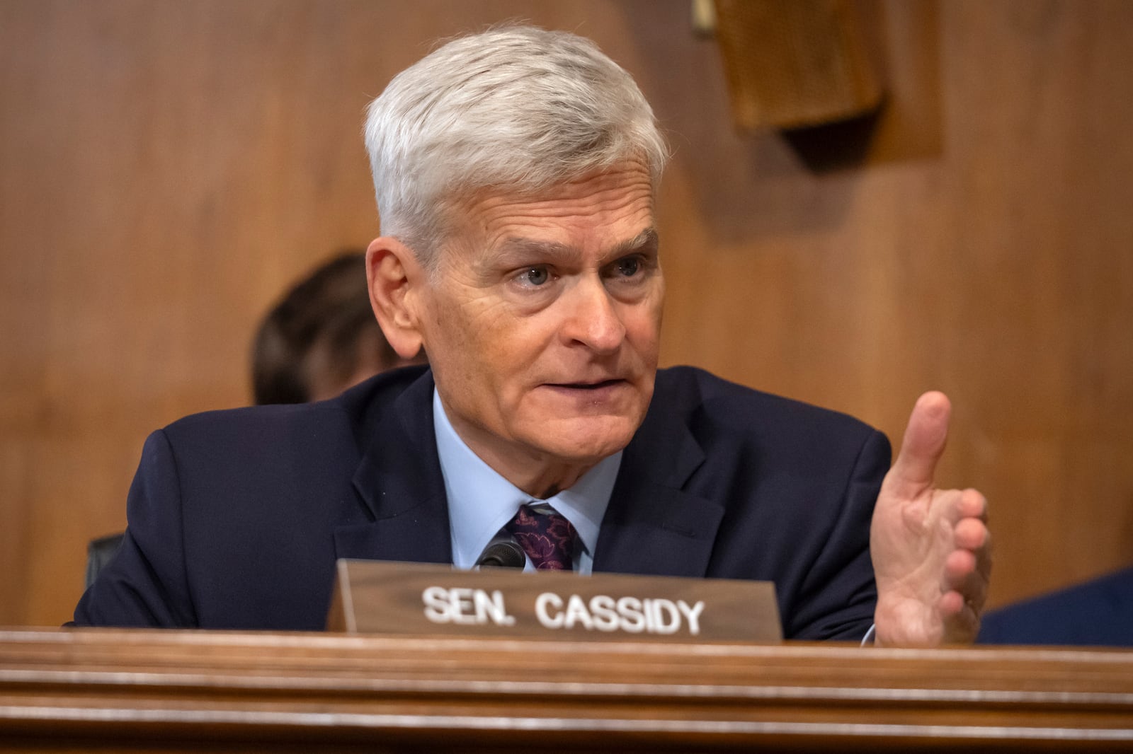 Sen. Bill Cassidy, R-La., speaks during a hearing of the Senate Committee on Energy and Natural Resources on Capitol Hill, Thursday, July 10, 2025, in Washington. (AP Photo/Mark Schiefelbein)