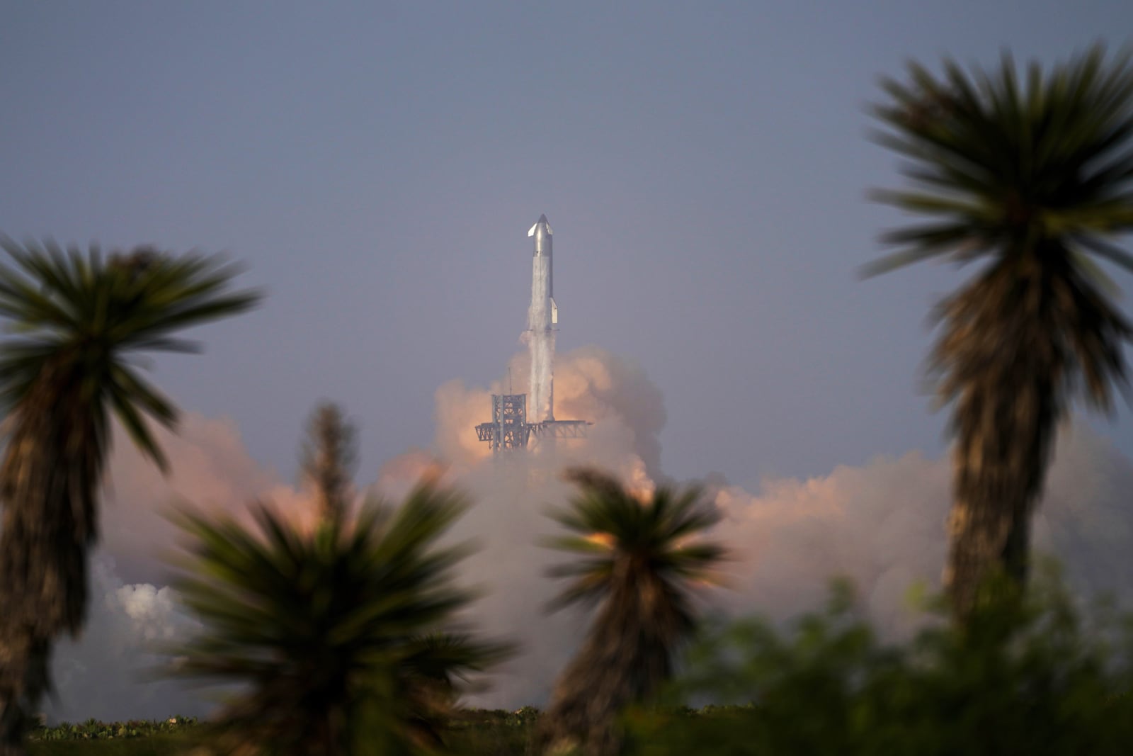 SpaceX's mega rocket Starship makes a test flight from Starbase, Texas, Tuesday, May 27, 2025. (AP Photo/Eric Gay)