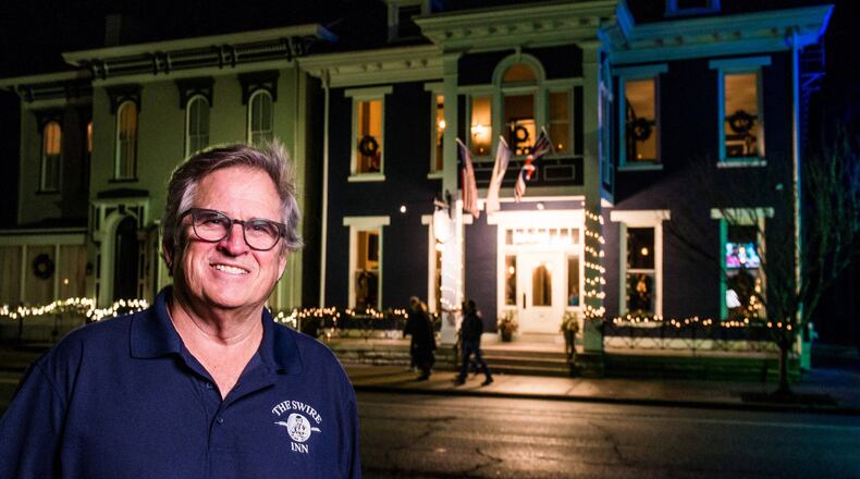 Owner John Langhorne stands in front of The Swire Inn that is now open on Main Street in Middletown offering a variety of English pub style food, wine, beer and cocktails. NICK GRAHAM/STAFF