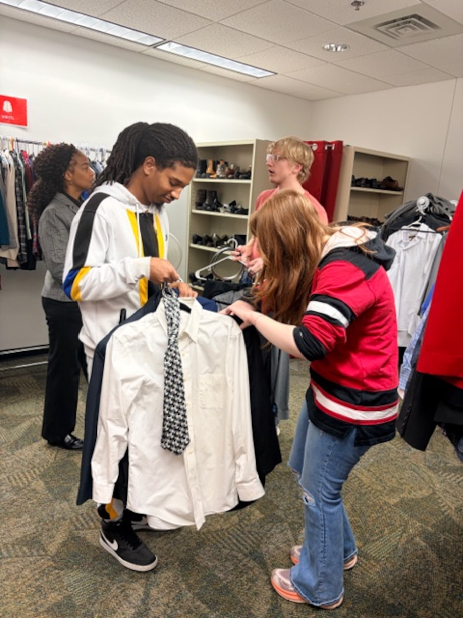 The “Professional Clothing Closet” program provides students from the Miami regional campus – and from Miami University Middletown and the main Oxford campus – with free business attire, which for some students just entering work force can be a challenging cost. Clothes are donated from area individuals, businesses and organizations. (Provided)