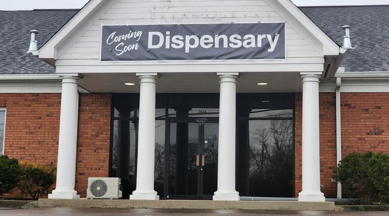 Work continues on the new Terrasana Dispensary in a former bank building on Dixie Highway in Middletown. NICK GRAHAM/STAFF