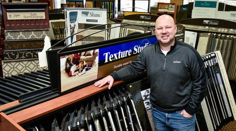Jason Campbell runs Classic Carpets and Flooring on Industrial Drive in Fairfield. Campbell’s dad, Gene, who died last October, started the business over four decades ago. NICK GRAHAM/STAFF