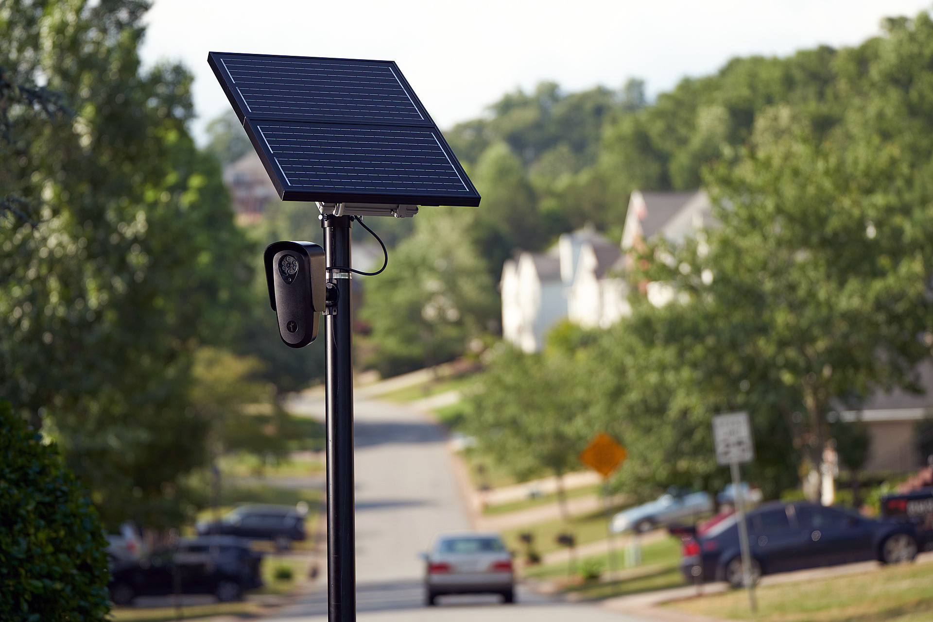 Solar powered Flock rear license plate reader cameras will be installed in 10 Liberty Twp. locations this spring. FLOCK/CONTRIBUTED