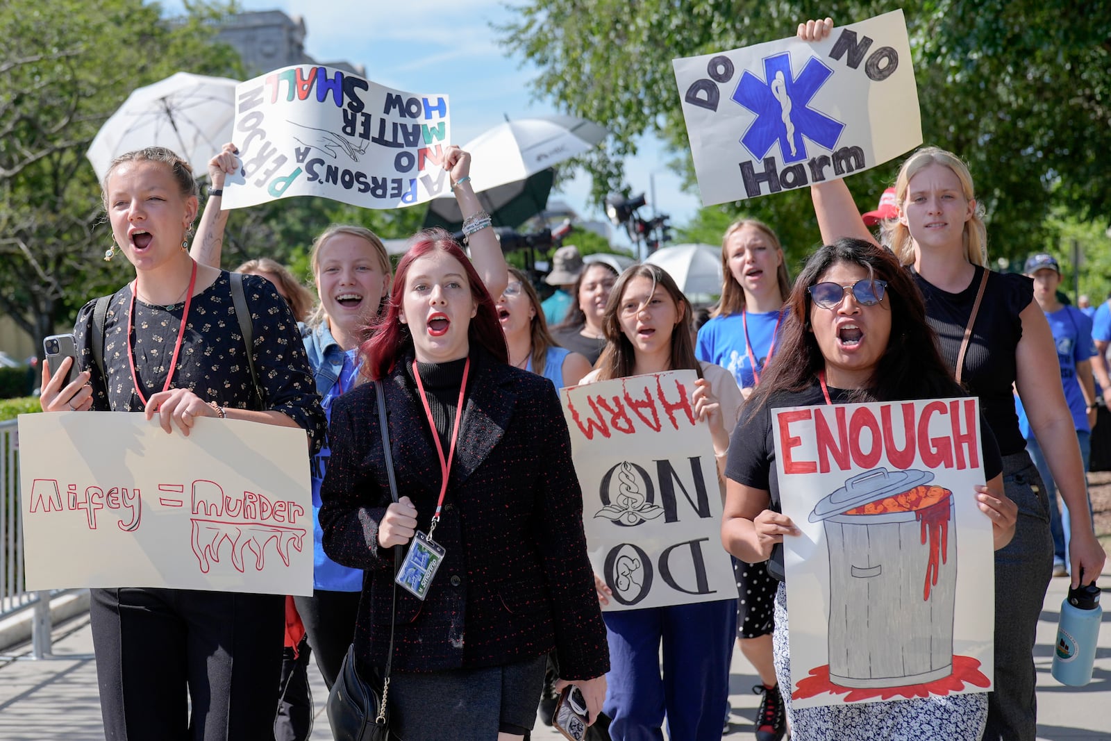 FILE - Anti-abortion activists rally outside of the U.S. Supreme Court, Thursday, June 20, 2024, in Washington. (AP Photo/Mariam Zuhaib, File)