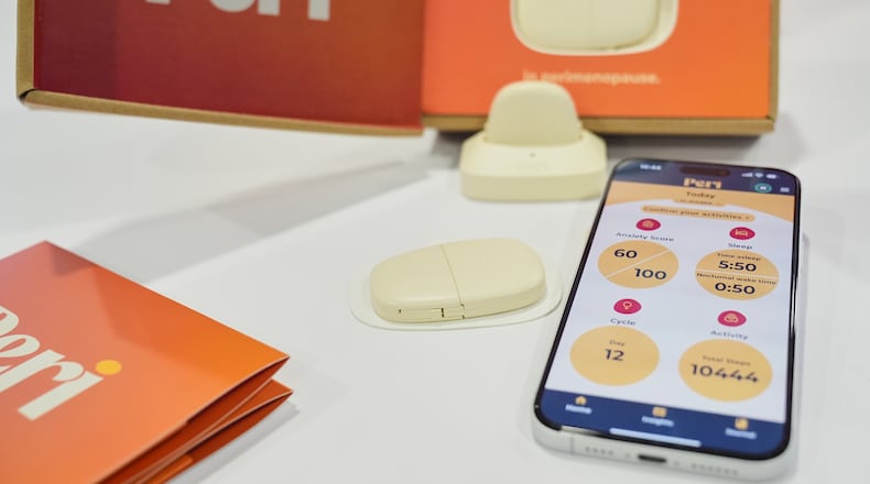 A Peri device is seen on display during the CES tech show Wednesday, Jan. 7, 2026, in Las Vegas. (AP Photo/Abbie Parr)