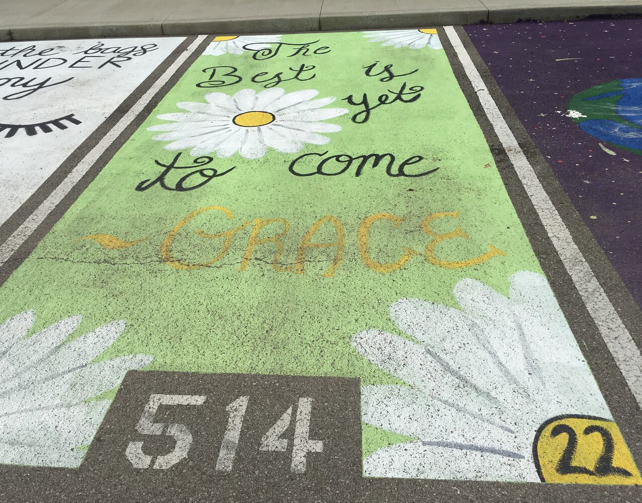 Middletown High School Seniors painted their parking lot spaces for the '21-22 school year.