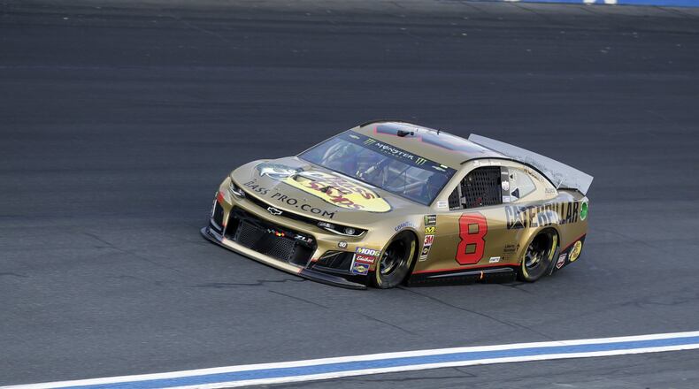 Daniel Hemric drives through Turn 4 during the NASCAR All-Star Open auto race at Charlotte Motor Speedway in Concord, N.C., Saturday, May 18, 2019. (AP Photo/Chuck Burton)