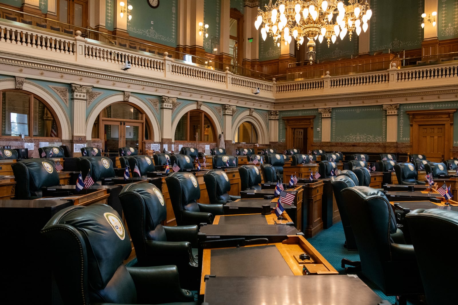 The House of Representatives chambers inside the state Capitol on Monday, July 21, 2025, in Denver. (AP Photo/Rachel Woolf)