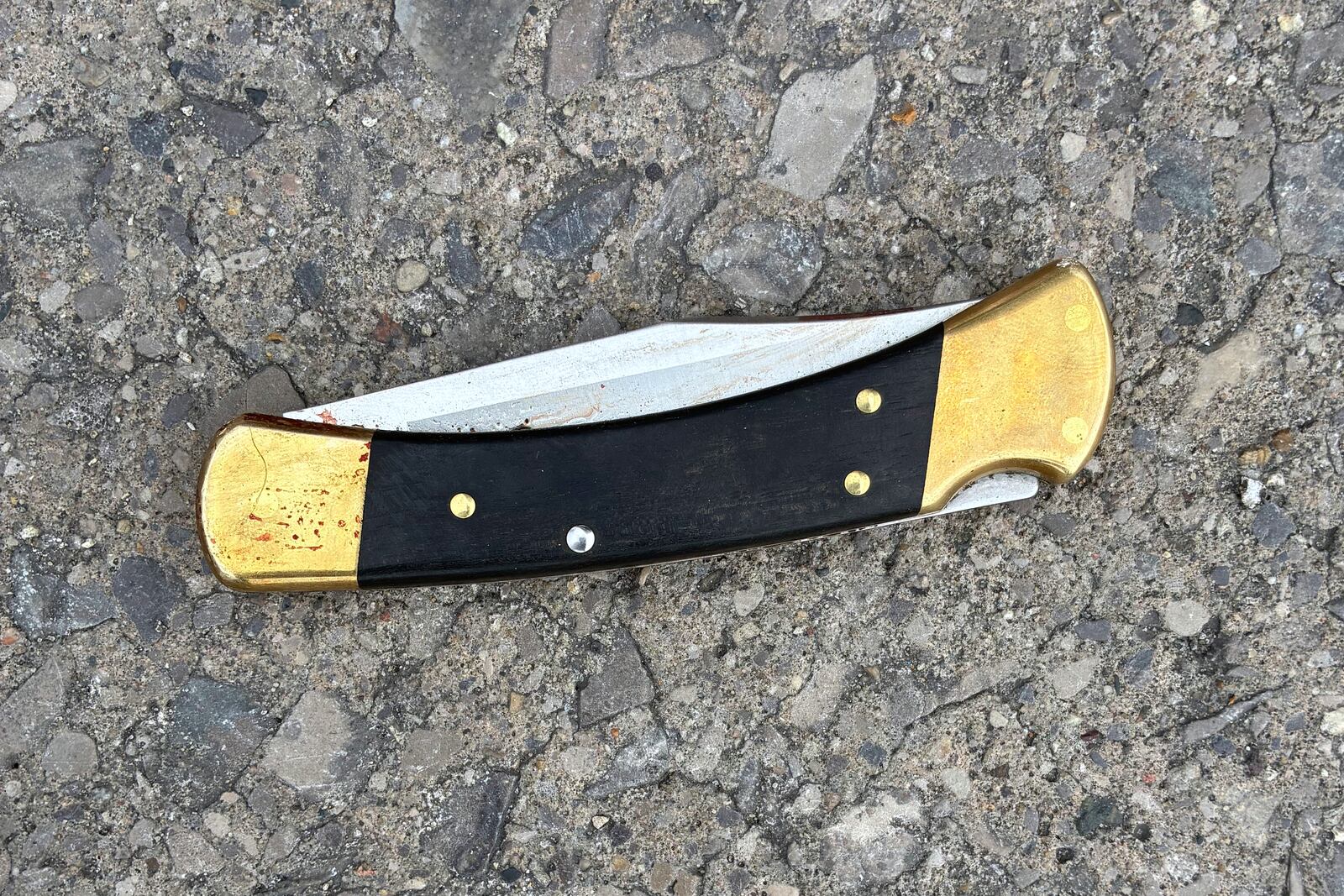 This photo provided by the Grand Traverse County Sheriff's Office on Sunday, July 27, 2025, shows the knife that authorities say was used to stab 11 people at a Walmart on Saturday, July 26, in Traverse City, Mich. (Grand Traverse County Sheriff's Office via AP)