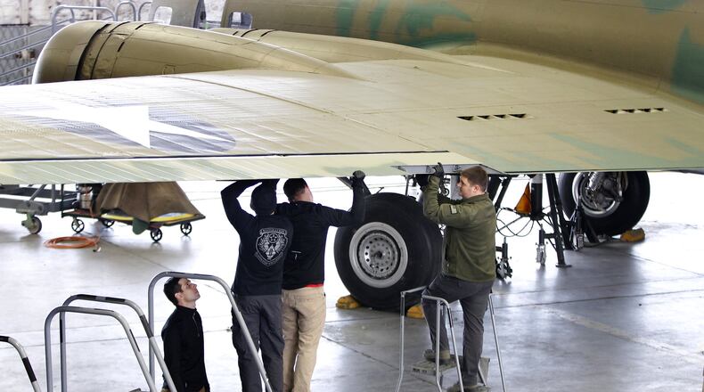 The B-17 Memphis Belle has undergone a years-long restoration at the National Museum of the U.S. Air Force. It’s set for its first a public debut in decades in May. LISA POWELL / STAFF FILE PHOTO
