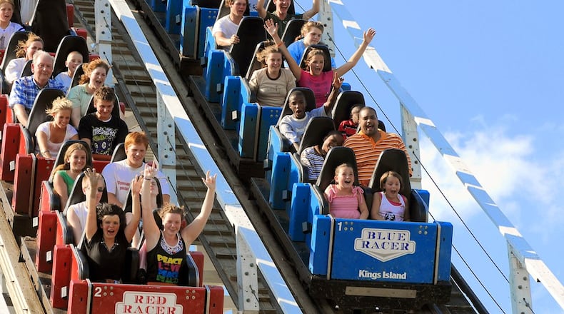 Saturday, April 29, marks the 45th anniversary since thrill seekers took their first ride on The Racer at Kings Island. STAFF FILE PHOTO