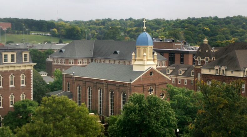 Exterior of the University of Dayton Chapel, at center. CHRIS STEWART / STAFF