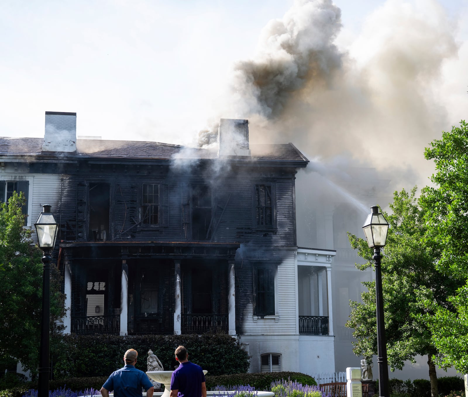 Fire crews battle a fire on the South corner of the Nottoway Plantation on Thursday, May 15, 2025 in White Castle, La. (Michael Johnson /The Advocate via AP)