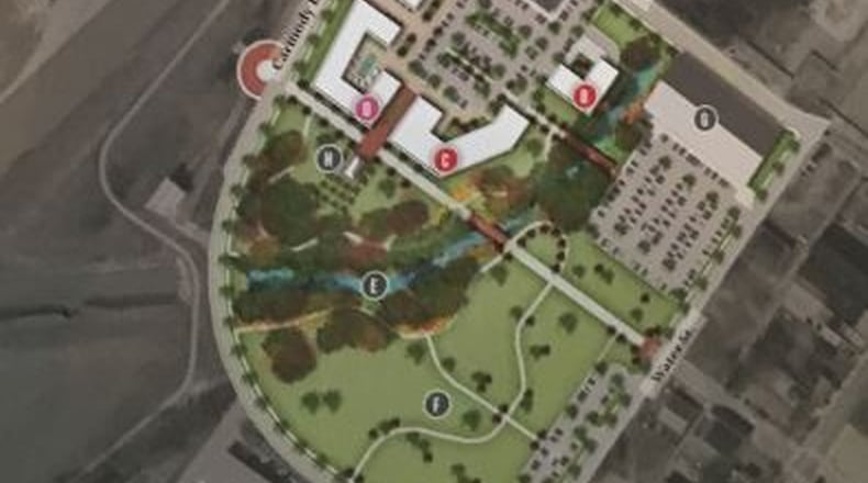 This shows one possibility for a significant redevelopment area in downtown Middletown, between Central and 2nd avenues, and Carmody Boulevard and Water Street. MIKE RUTLEDGE/STAFF