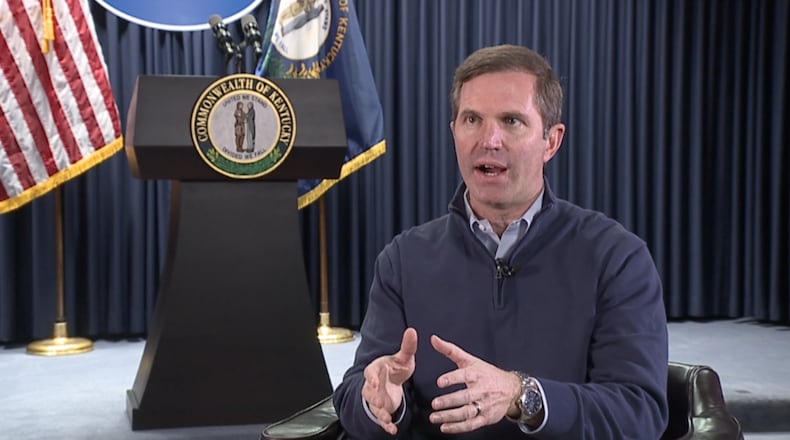 Kentucky Gov. Andy Beshear lays out his new budget proposal in December 2023. PAUL WEEDEN/WCPO