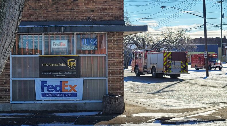 Middletown firefighters and paramedics were called to a fire this morning at 1 Stop Shipping Shop, 1205 Vail Ave. The fire was reported out as of 10:30 a.m. today. NICK GRAHAM/STAFF