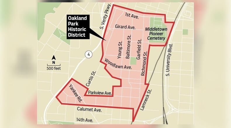 Map of boundaries for proposed Oakland Park Historic District.