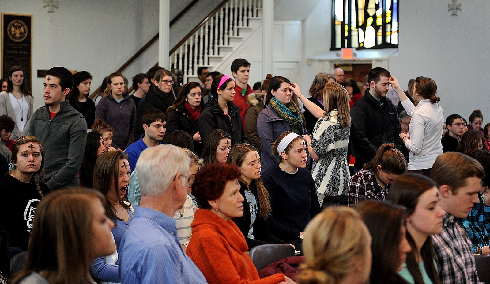 Ash Wednesday mass at the University of Dayton Immaculate Conception Chapel.