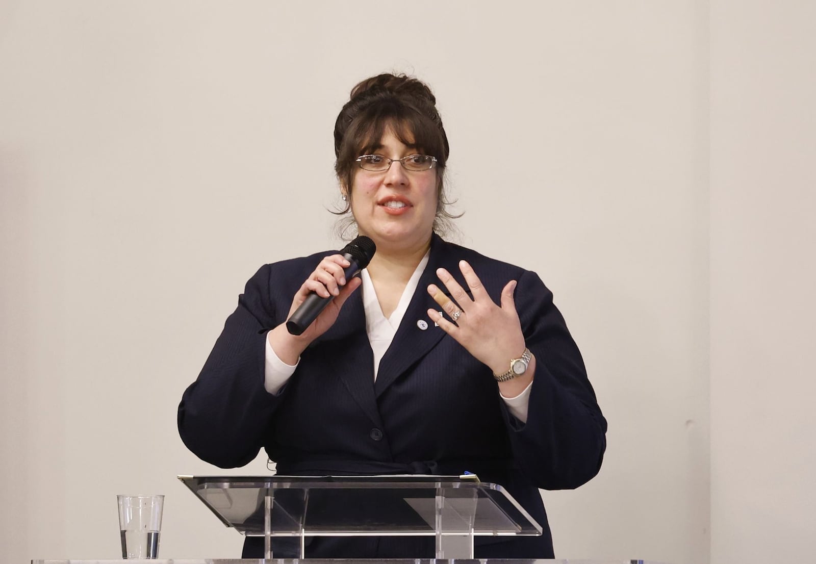 Middletown mayor Elizabeth Slamka delivers the State of the City address Tuesday, Nov. 12, 2024 at Middletown Event Center. NICK GRAHAM/STAFF
