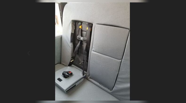 The integrated STAR child restraint seat is built into the five new buses to be used in the Talawanda school district for children requiring them, either due to an education plan or parent request.