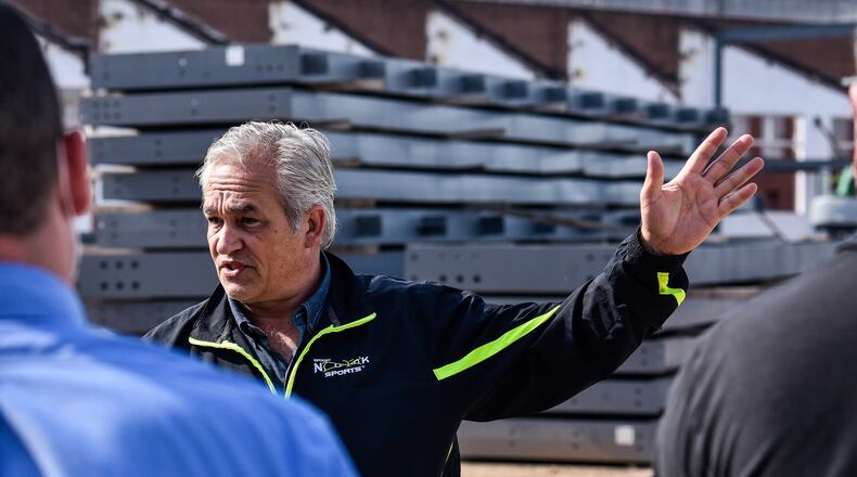 Spooky Nook Sports founder Sam Beiler speaks during a tour of construction at Spooky Nook Sports Champion Mill Wednesday, June 17, 2020 in Hamilton. The multi-use sports and convention complex will have over a million square feet of space and is expected to be completed in December of 2021. NICK GRAHAM / STAFF