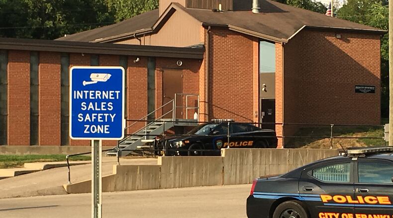 Franklin police will offer a safe place for people to make internet sales transactions on Anderson Street between the police station and the Franklin Public Library. The area will be monitored with cameras to ensure safe internet transactions and is well lighted. ED RICHTER/STAFF