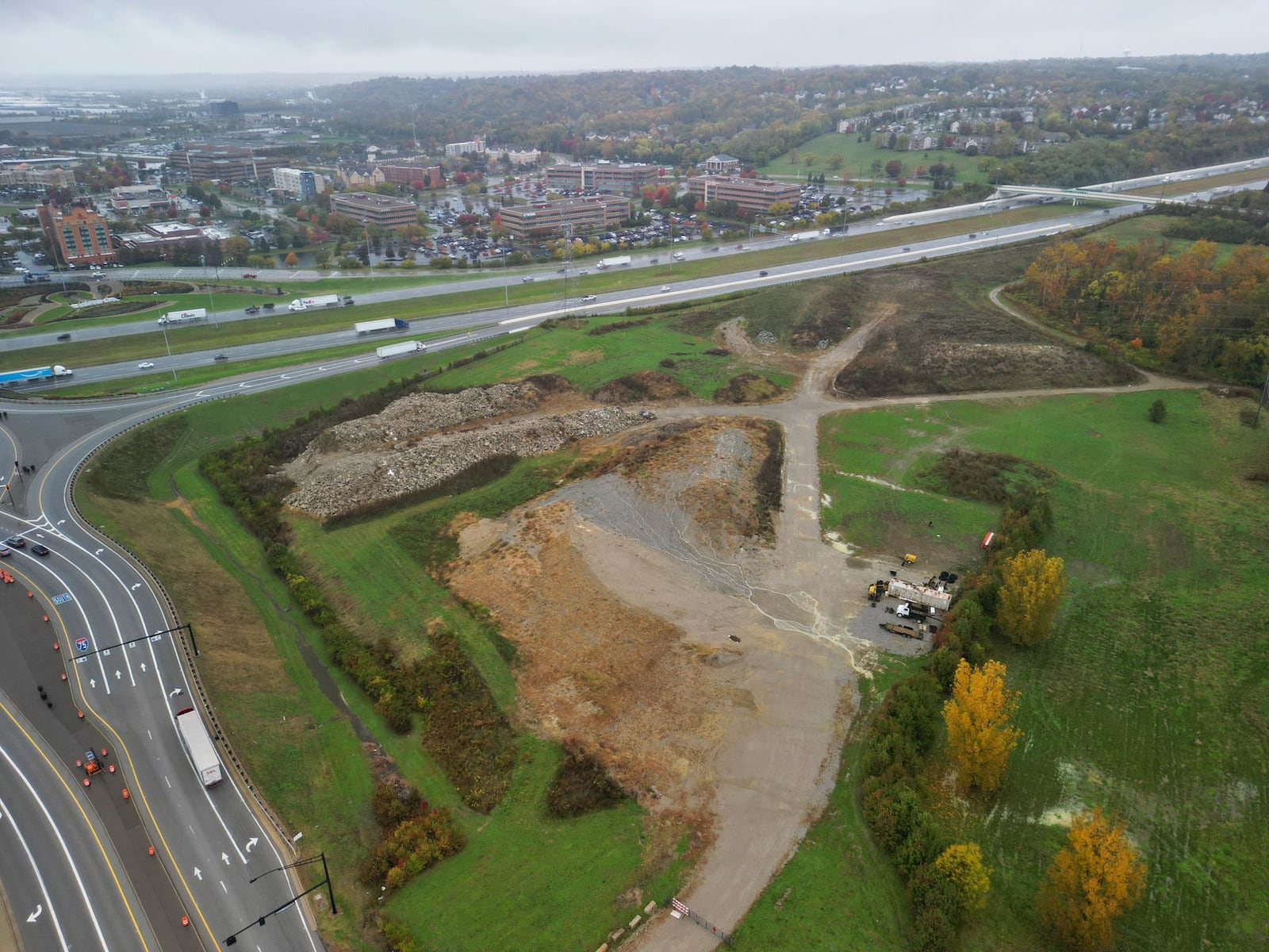 75 acres of land purchased by West Chester Twp. at the northeast corner of I-75 and Union Centre Boulevard to create the Mill Creek District. NICK GRAHAM/STAFF