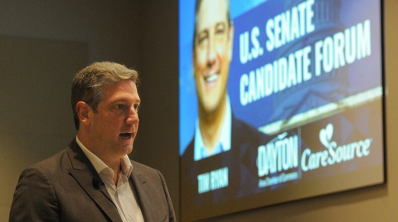 The Dayton Area Chamber of Commerce hosted U.S. Senate candidate, Congressman Tim Ryan Wednesday Oct. 19, 2022. This forum held at the CareSource, Pamela Morris Center is an opportunity to discuss the business community's priorities as we move forward to the November election. MARSHALL GORBY\STAFF
