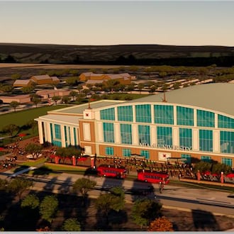 Miami University's governing board of trustees decided Friday the status of a proposed $281 million sports arena on campus. Rendering shows aerial view looking east from central campus. CONTRIBUTED