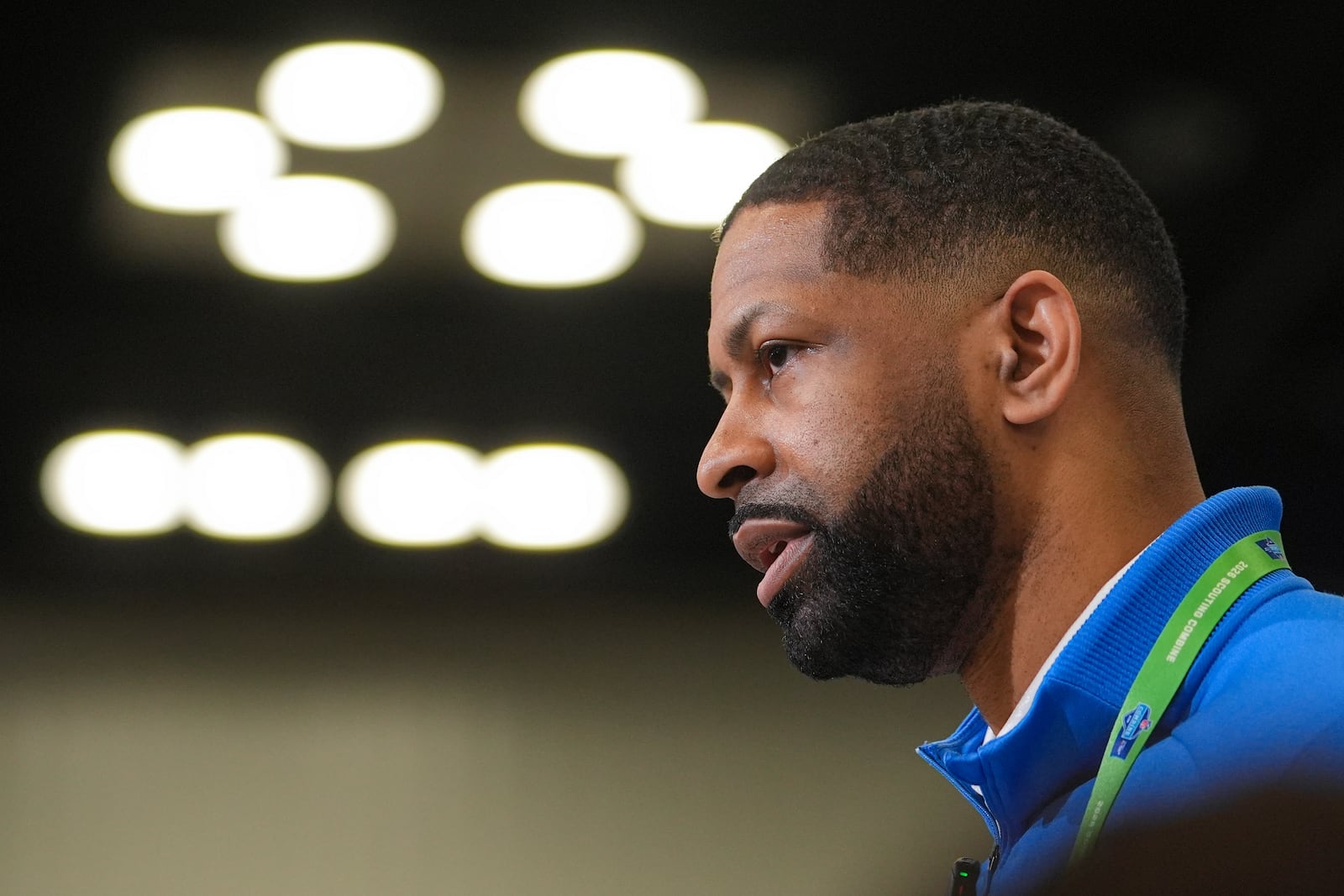 Cleveland Browns general manager Andrew Berry speaks during a press conference at the NFL football scouting combine in Indianapolis, Tuesday, Feb. 24, 2026. (AP Photo/Michael Conroy)