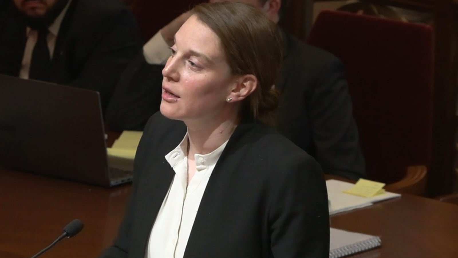 Jordan Bock, an attorney with Goodwin Procter LLP representing the families seeking to be able to provide their teens with gender-affirming care in the case Moe et al. v. Ohio Attorney General Dave Yost et al., making oral arguments before the Ohio Supreme Court on March 24, 2026. CONTRIBUTED