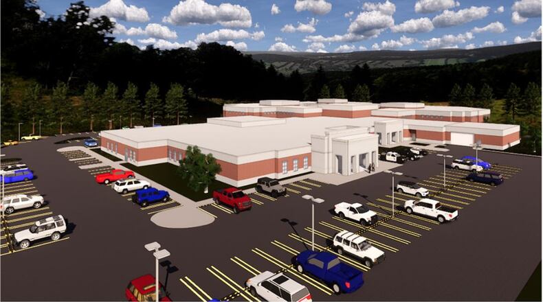 The new Warren County Jail and Sheriff’s Office will be built once a road has been moved to make room for it in the county government complex. This is an artist’s rendering. CONTRIBUTED