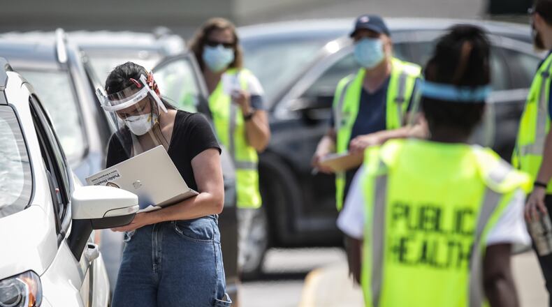 Public Health of Dayton  and Montgomery County held it's second pop-up testing at Trotwood Madison High School Friday. This was the second of three. The next testing will by Monday July 20, 2020 at the Montgomery County Fairgrounds from 9am to 4pm. JIM NOELKER/STAFF