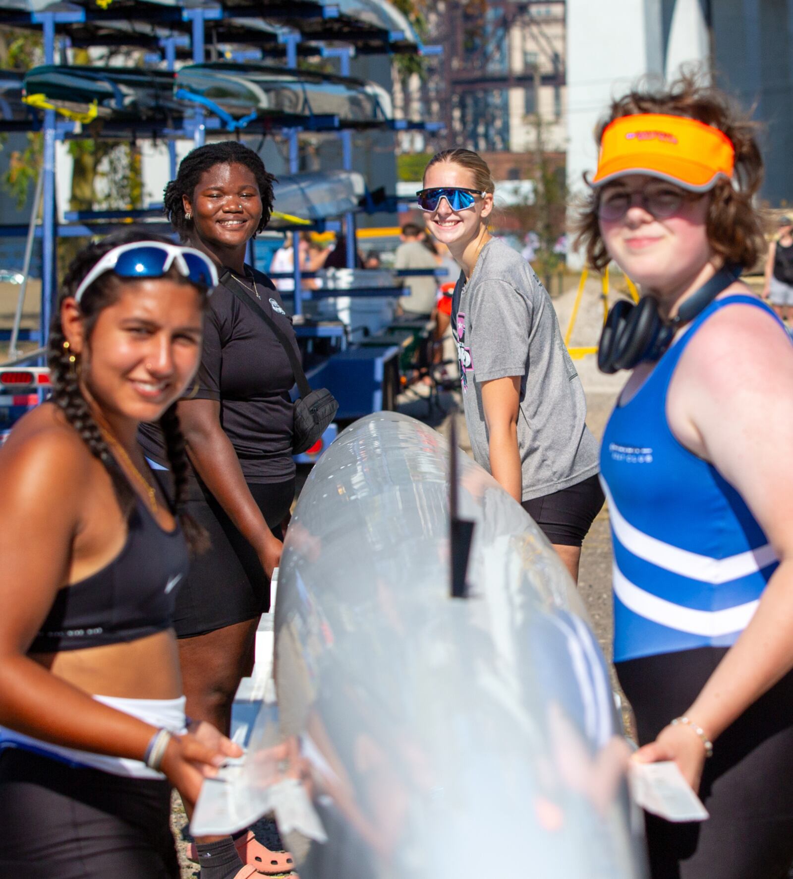 Caroline Hathaway (middle right) is pictured with rowers from the Dayton Boat Club. CONTRIBUTED PHOTO