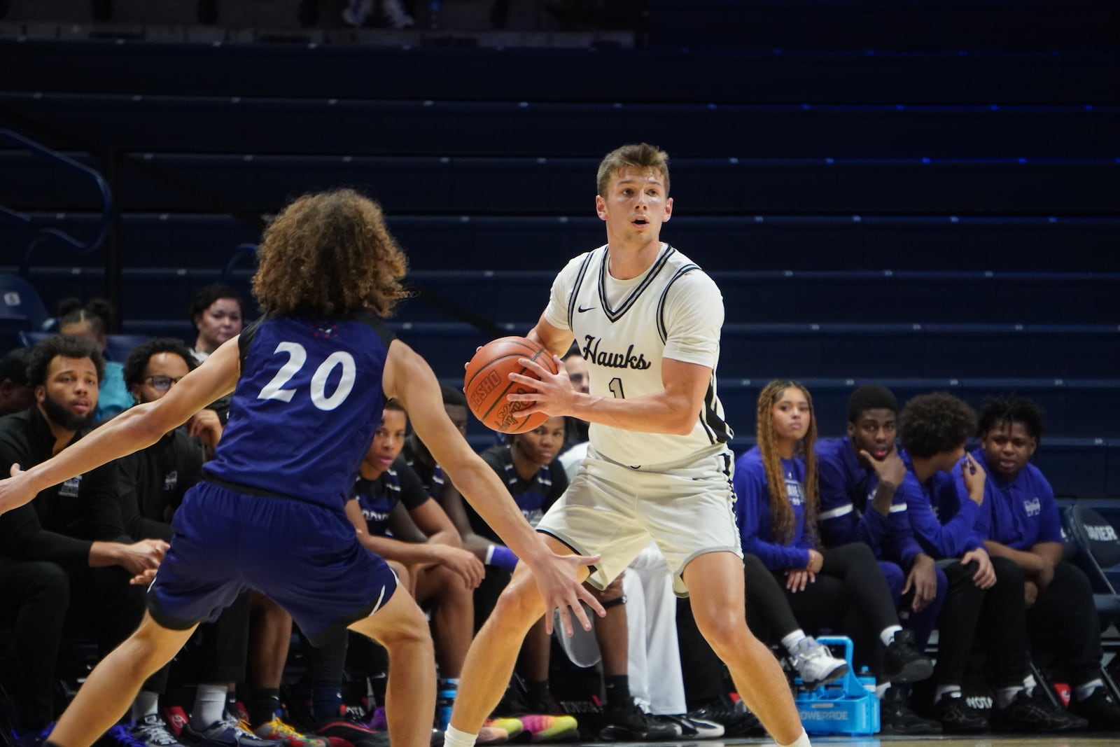 Lakota East’s Luke Shaw looks for a passing lane against Middletown during their game at the Martin Luther King Classic on Monday, Jan. 19, 2026 at Xavier University’s Cintas Center. CHRIS VOGT / CONTRIBUTED